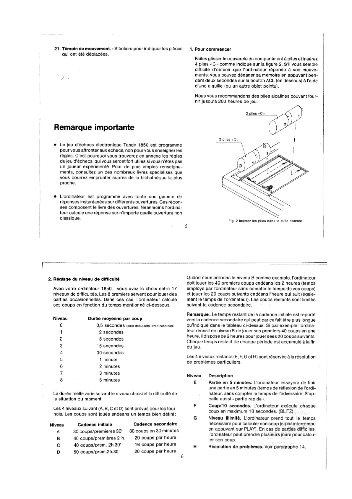 Manual Tandy 1850 Chess Computer