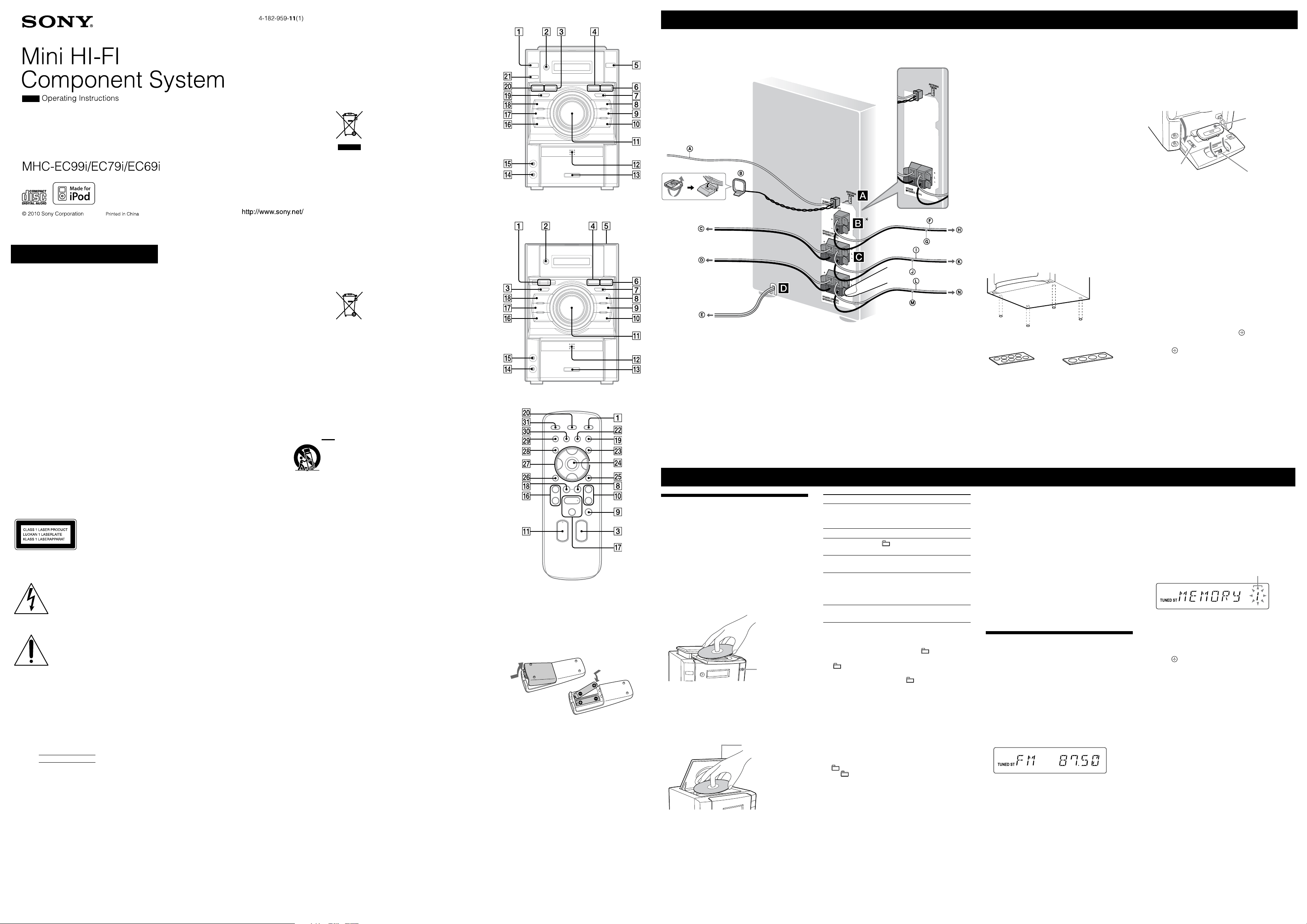 Manual Sony MHC-EC69i Stereo-set