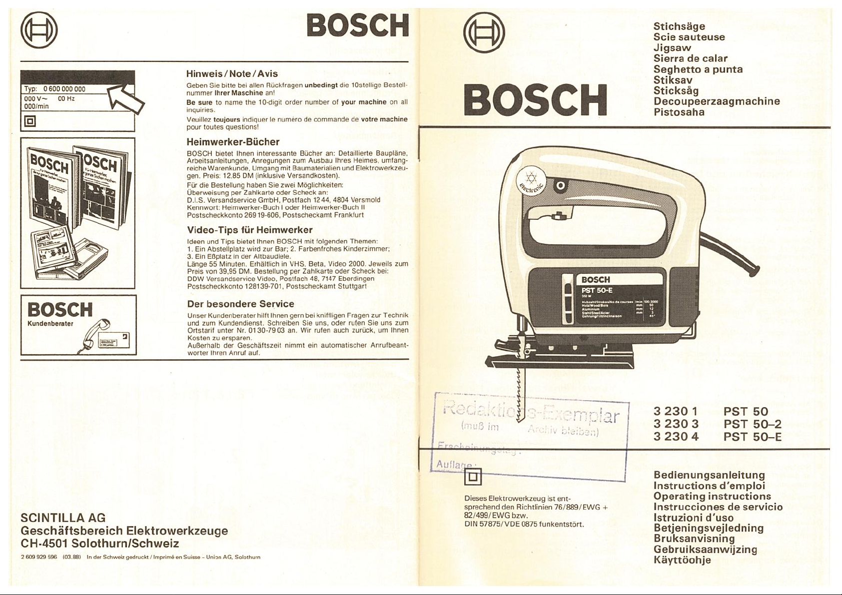 Bedienungsanleitung Bosch PST 50 2 Stichsäge