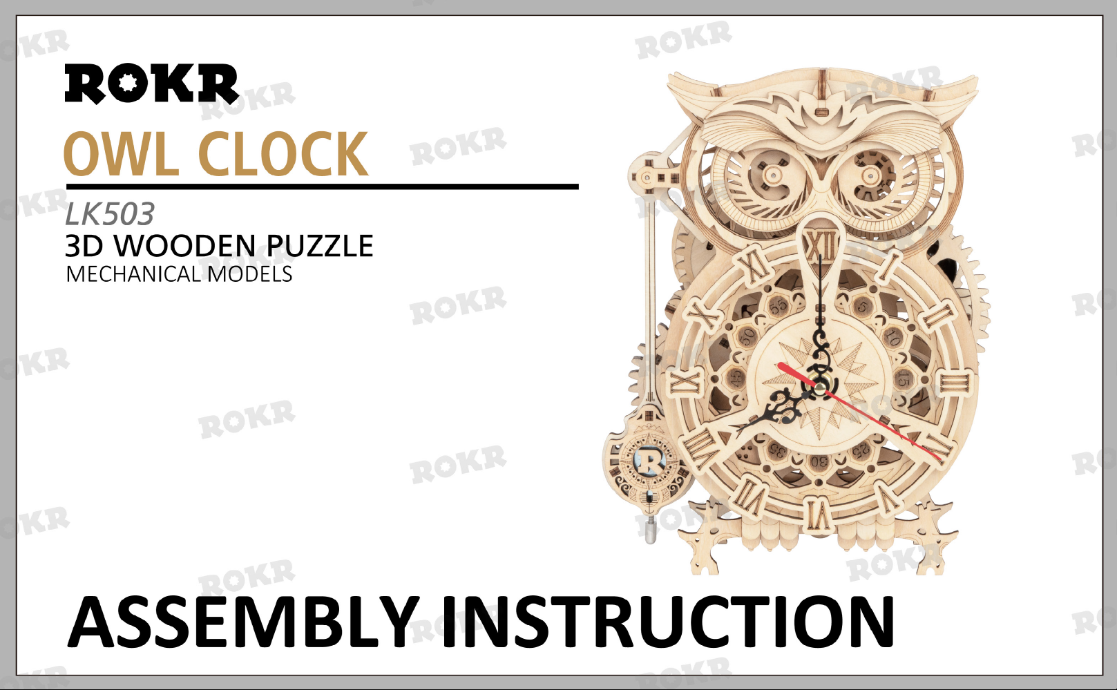 Manual ROKR set LK503 Mechanical Models Owl clock