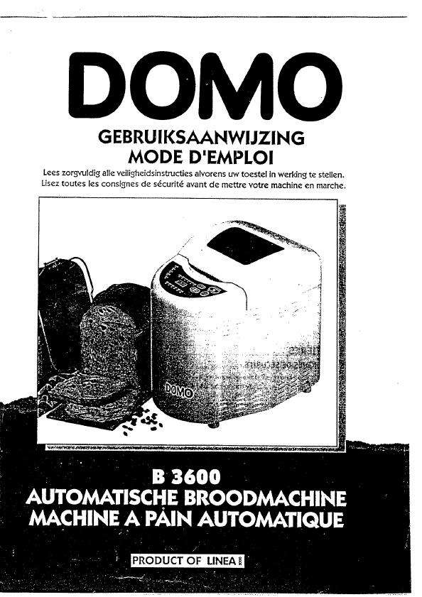 Handleiding Domo B3600 Broodbakmachine