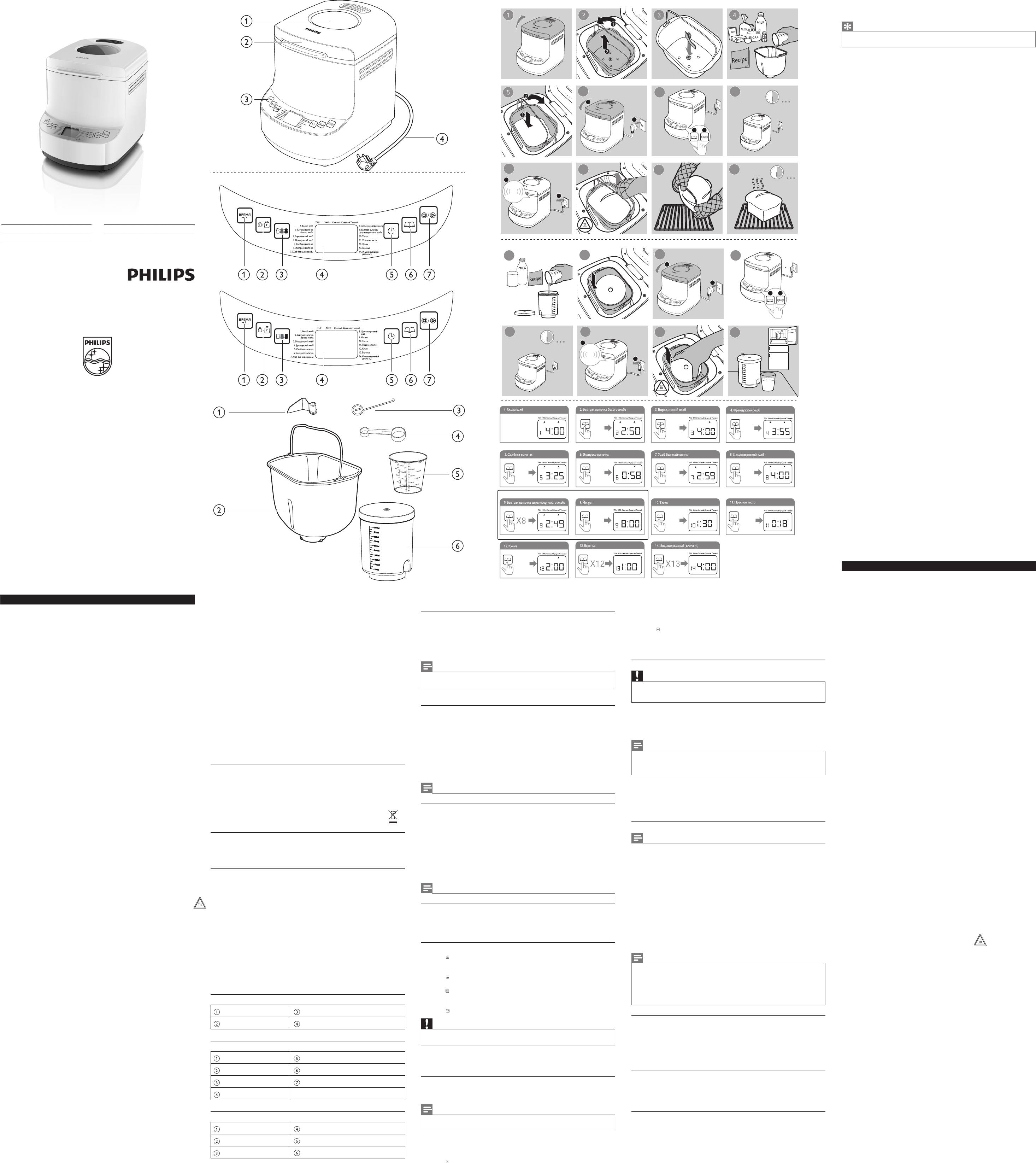 Руководство Philips HD9046 Хлебопечка