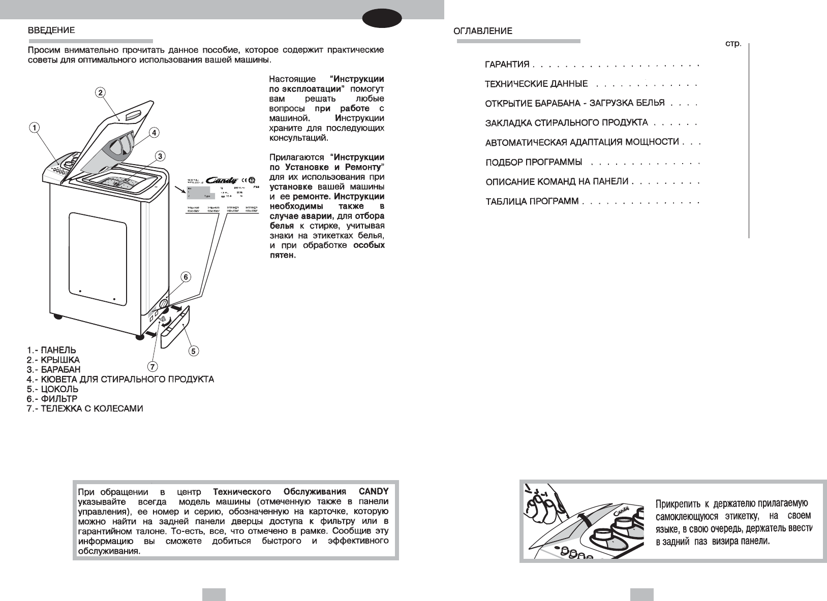 Руководство Candy CTT 103TVRU Стиральная машина