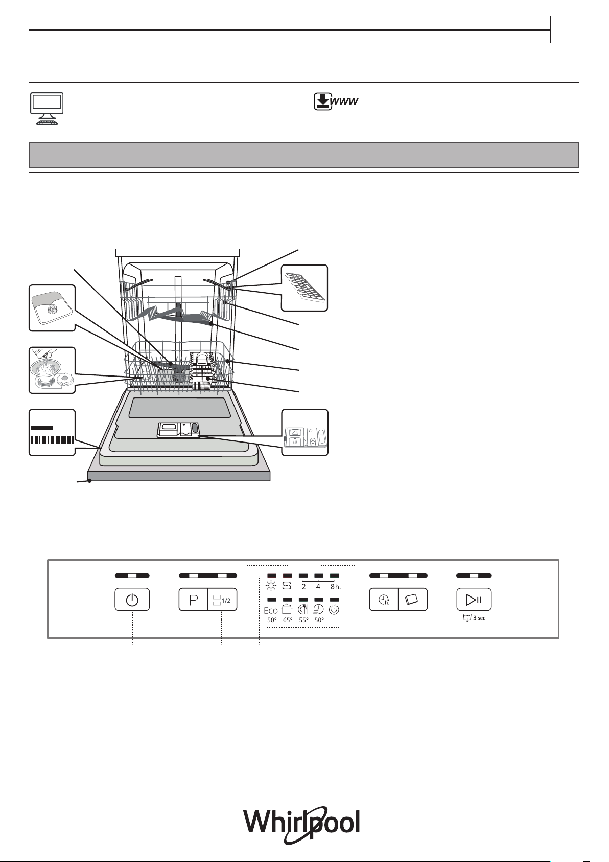 Руководство Whirlpool WFE 2B19 X IS Посудомоечная машина