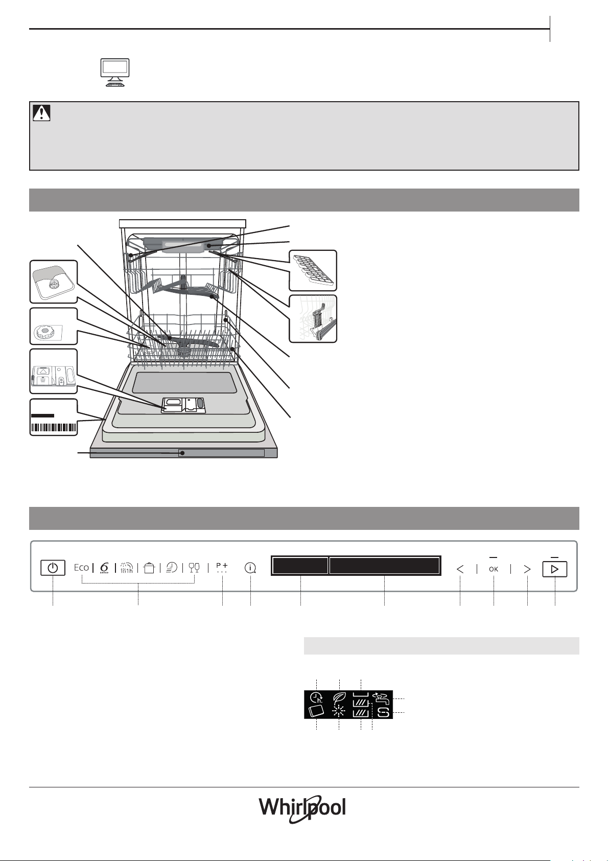 Руководство Whirlpool WIF 4O43 DLGT E Посудомоечная машина