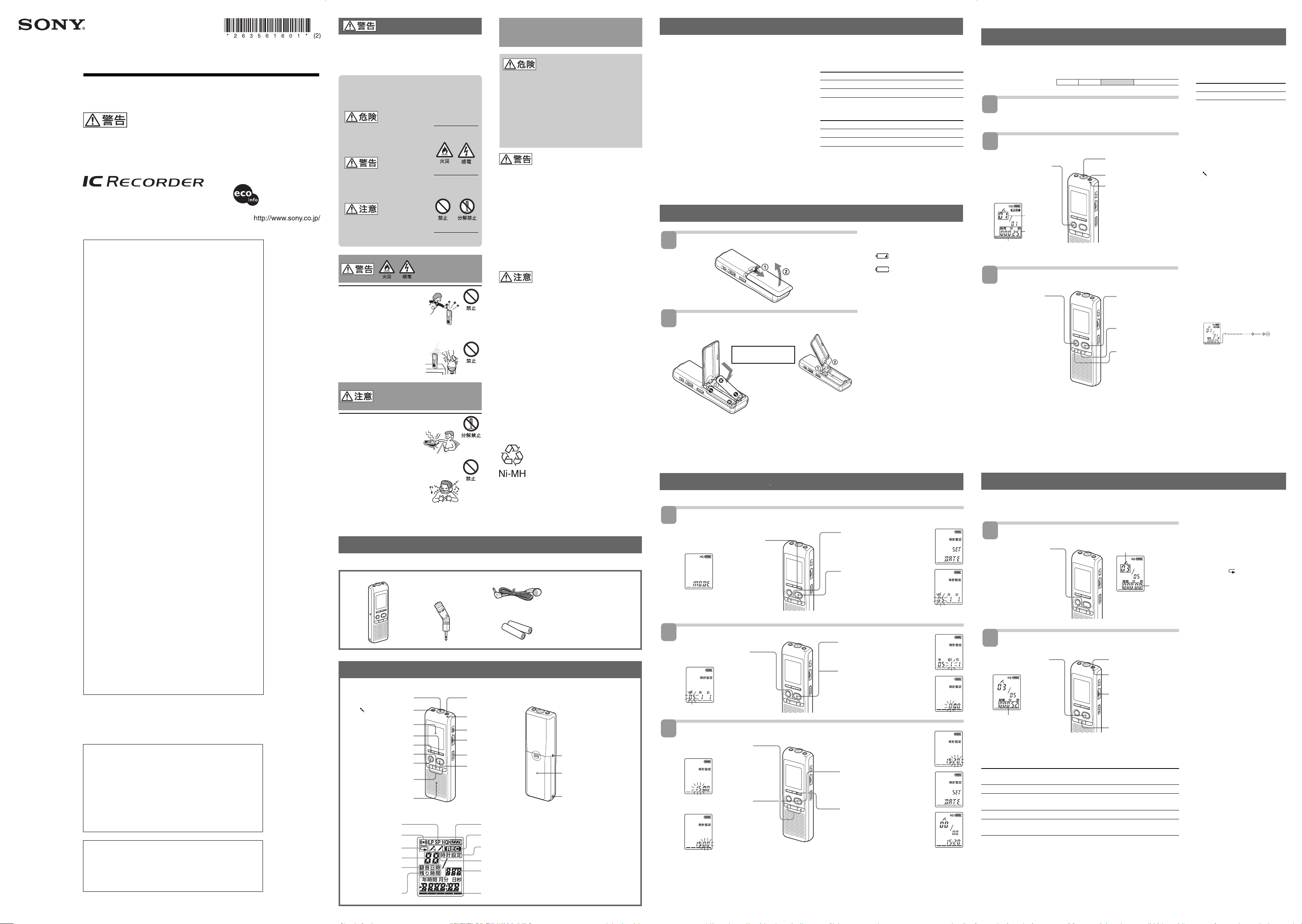 説明書 ソニー ICD-B40 オーディオレコーダー