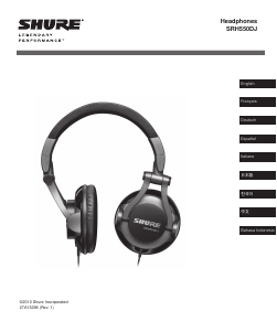 Mode d’emploi Shure SRH550DJ Casque