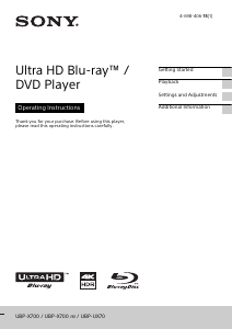 Manual Sony UBP-X70 Blu-ray Player