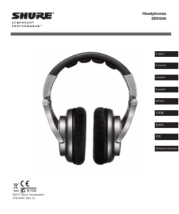 Mode d’emploi Shure SRH940 Casque