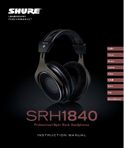 Manual Shure SRH1840 Headphone