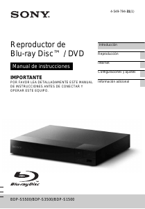 Manual de uso Sony BDP-S1500 Reproductor de blu-ray