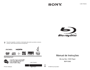 Manual Sony BDP-S350 Leitor de blu-ray