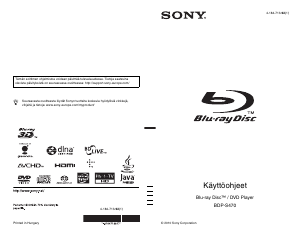 Käyttöohje Sony BDP-S470 Blu-ray-soitin