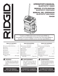 Handleiding RIDGID R84086 Radio