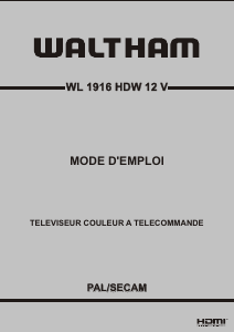 Mode d’emploi Waltham WL 1916 HDW 12 V Téléviseur LED