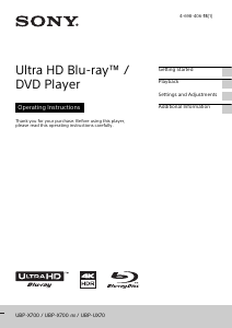 Manual Sony UBP-X700 Blu-ray Player