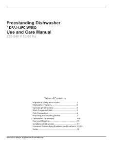 Manual Frigidaire FDFA14JFCSD Dishwasher