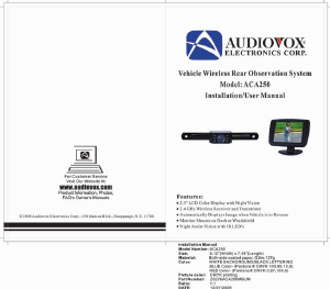 Handleiding Audiovox ACA250 Achteruitrijcamera