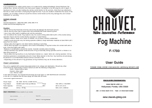 Manual Chauvet F-1700 Fog Machine