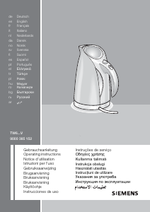 Manuale Siemens TW60103V Bollitore