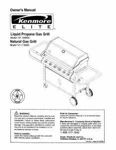 Manual Kenmore 141.178600 Barbecue