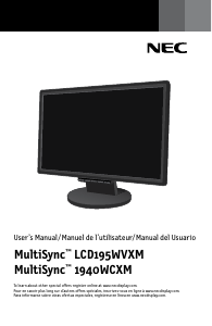 Mode d’emploi NEC MultiSync LCD195WVXM Moniteur LCD