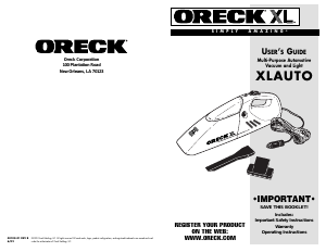 Manual Oreck 40108-01 XLauto Handheld Vacuum