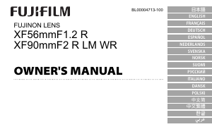 Bruksanvisning Fujifilm Fujinon XF90mmF2 R LM WR Objektiv