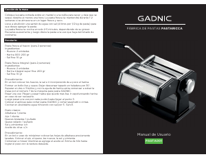 Manual de uso Gadnic PASTA001 Máquina de pasta