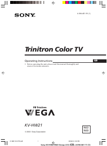 Handleiding Sony KV-HW21N63 Televisie