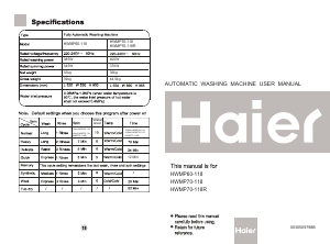 Manual Haier HWMP70-118R Washing Machine