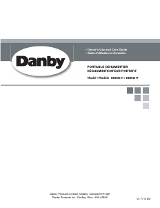 Manual Danby DDR2611 Dehumidifier