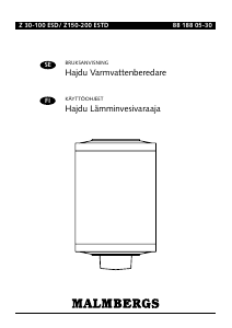 Käyttöohje Malmbergs Z 30-100 ESD Lämminvesivaraaja