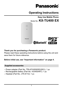 Manual Panasonic KX-TU400EX Mobile Phone