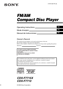 Manual Sony CDX-F7710 Car Radio