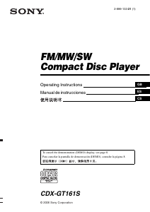 Manual Sony CDX-GT161S Car Radio