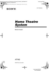Mode d’emploi Sony HT-K5 Système home cinéma