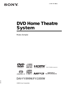 Mode d’emploi Sony DAV-FX1000W Système home cinéma