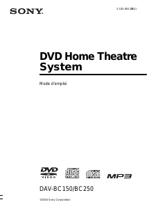 Mode d’emploi Sony DAV-BC150 Système home cinéma