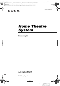 Mode d’emploi Sony HT-DDW1500 Système home cinéma