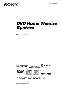 Mode d’emploi Sony DAV-HDX500 Système home cinéma
