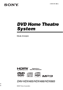 Mode d’emploi Sony DAV-HDX466 Système home cinéma