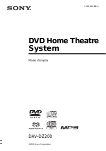 Mode d’emploi Sony DAV-DZ200 Système home cinéma