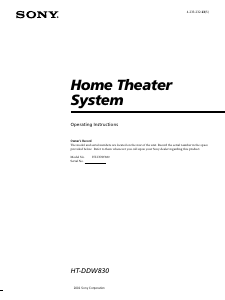 Manual Sony HT-DDW830 Home Theater System