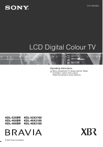Manual Sony Bravia KDL-52X3100 LCD Television
