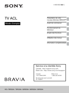 Mode d’emploi Sony Bravia KDL-60R520A Téléviseur LCD