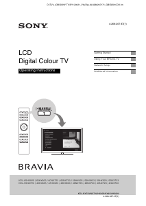 Manual Sony Bravia KDL-65HX925 LCD Television