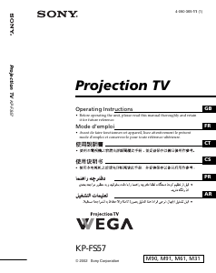 Mode d’emploi Sony KP-FS57M31 Téléviseur