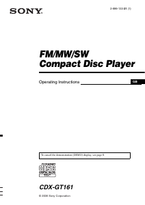 Manual Sony CDX-GT161 Car Radio