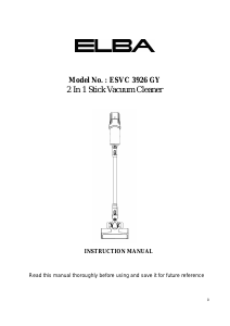 Manual Elba ESVC 3926 GY Vacuum Cleaner